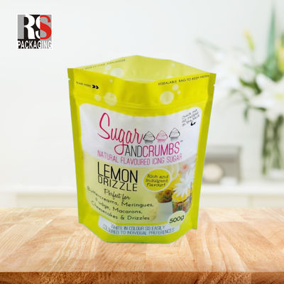 พลาสติก Custom พิมพ์ ZipLock ยืนขึ้นกระเป๋ากระเป๋าสําหรับขยะเค้ก Matcha ชาขยะ